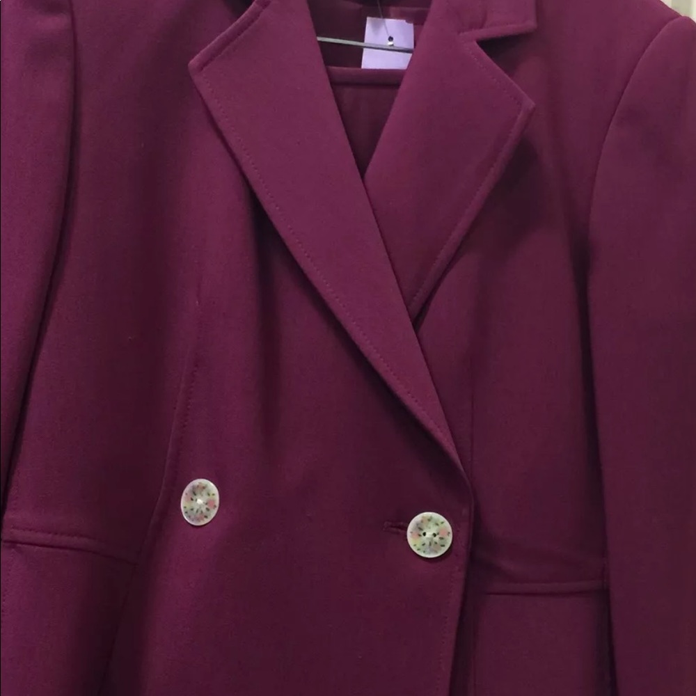 Kasper Pink Wine Blazer Skirt Suit 4pm